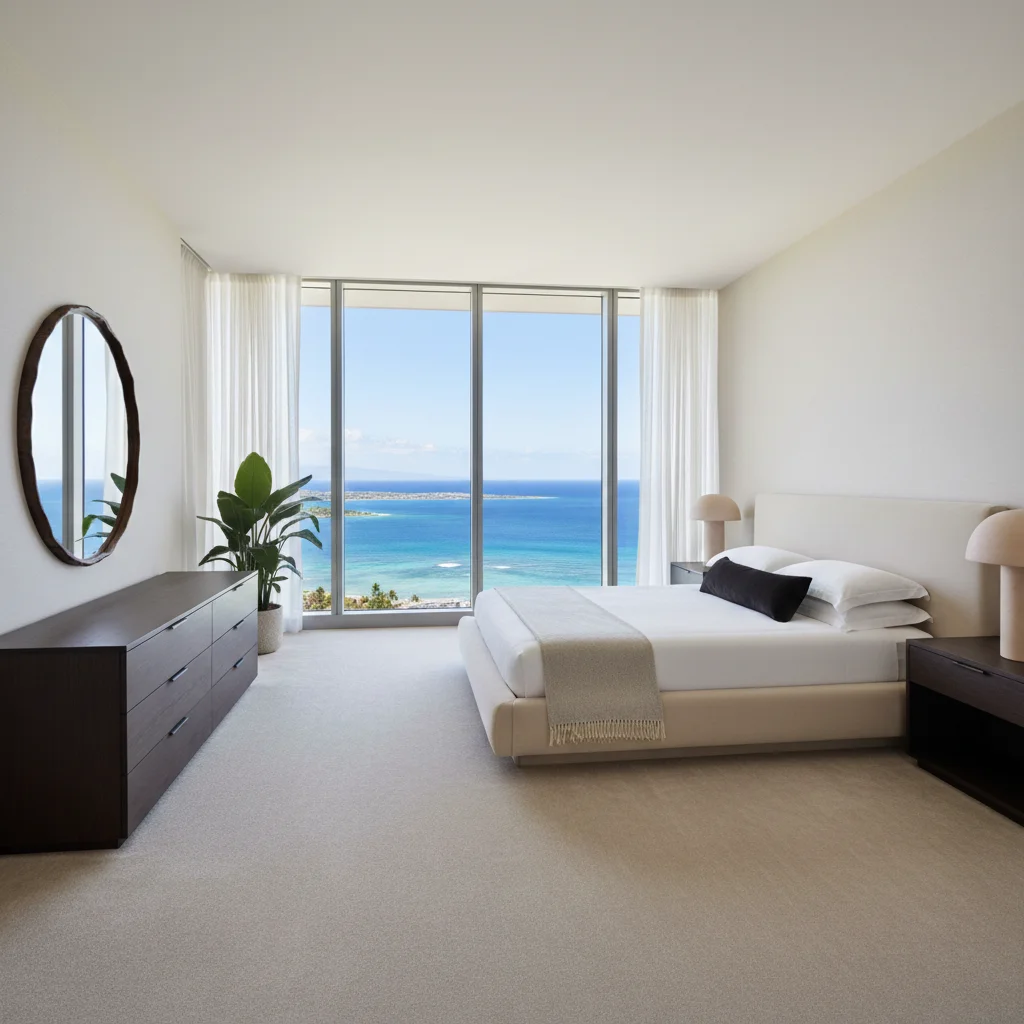 Black Sand living room with sculptural balance