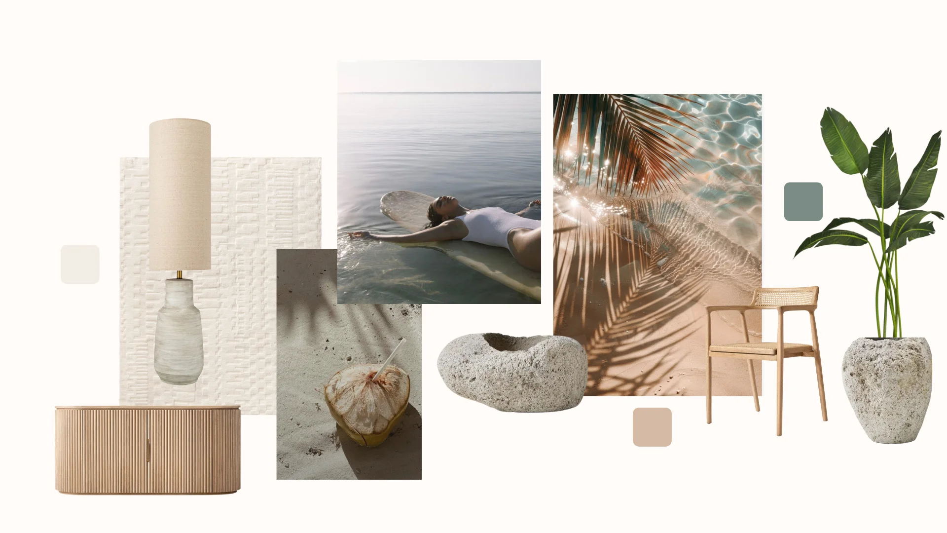 Sandstone concept board with materials and textures