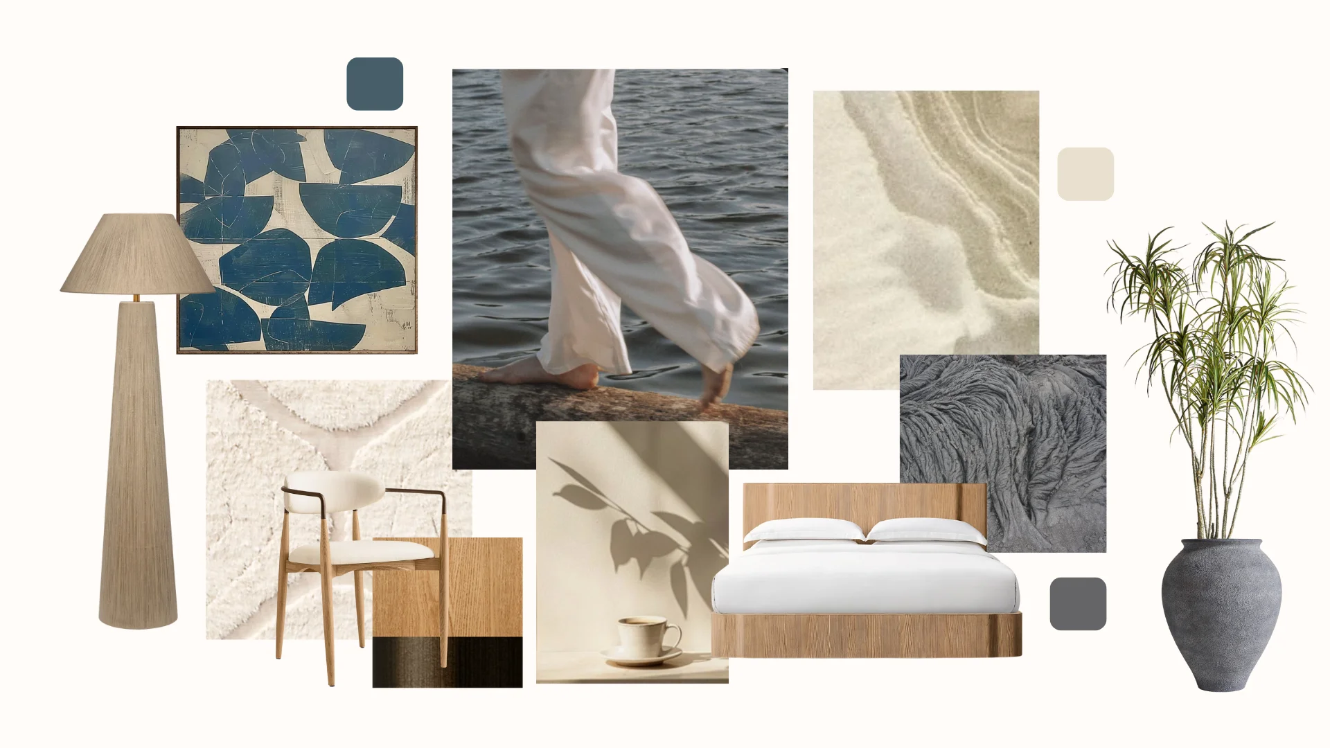 Tide concept board with materials and color studies